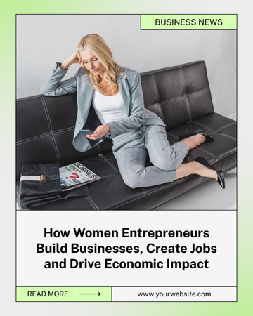 Ontwerpsjabloon van Instagram Post Vertical van Artikel over zakendoen door vrouwelijke ondernemers