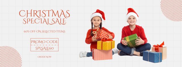 Christmas Special Sale of Goods for Kids Facebook cover Design Template