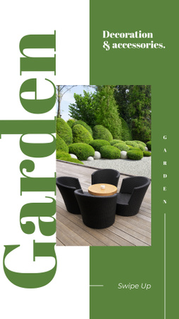 Template di design mobili da giardino offerta con elegante sedia bianca Instagram Story