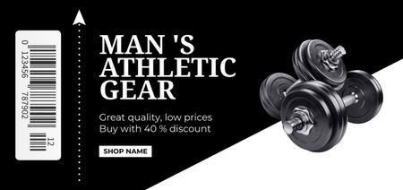Sports Shop Advertisement with Dumbbells Coupon Din Large Design Template