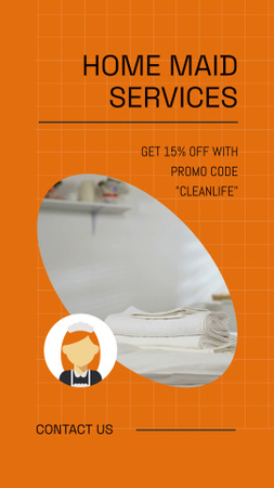 Home Maid Service With Discount Offer In Orange Instagram Video Story Design Template