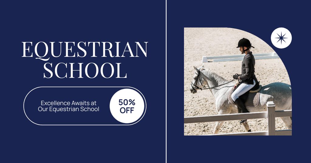 Great Offer Discounts on Training at Horse Riding School Facebook AD Tasarım Şablonu