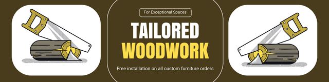 Ontwerpsjabloon van Twitter van Tailored Woodwork Services Ad with Timber