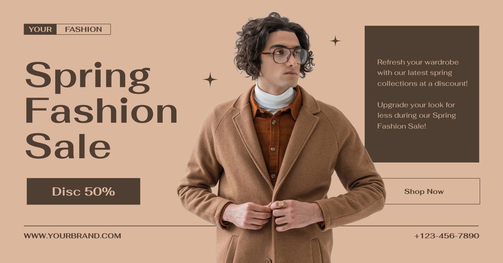 Menswear Spring Sale Announcement Facebook AD – шаблон для дизайну