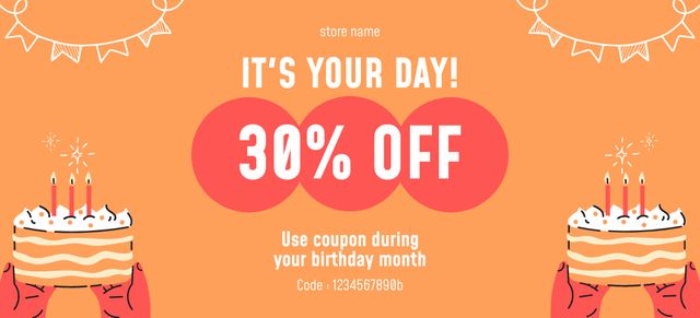 Template di design Birthday Offers on Orange Coupon 3.75x8.25in