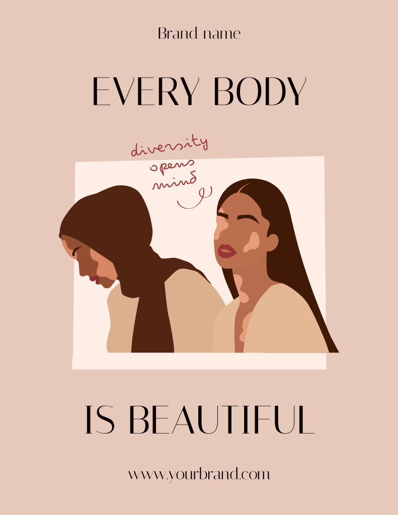 Phrase about Female Beauty on Beige Poster 8.5x11in Πρότυπο σχεδίασης