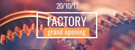 Factory Opening Announcement with Mechanism Cogwheels Facebook cover Tasarım Şablonu