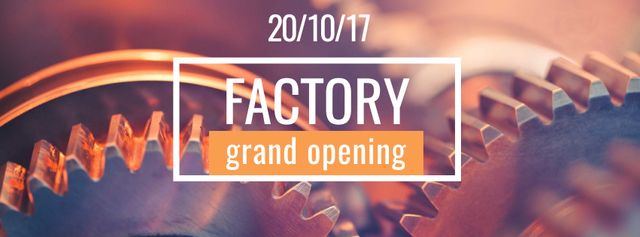 Factory Opening Announcement with Mechanism Cogwheels Facebook cover – шаблон для дизайну