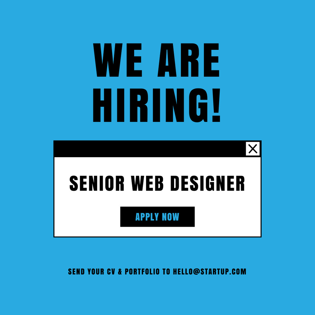 Plantilla de diseño de We Are Hiring Designer On Open Vacancy on Blue Background Instagram 