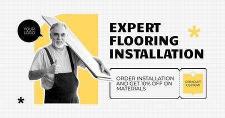 Modèle de visuel Services d'installation de revêtements de sol avec un réparateur expert - Facebook AD