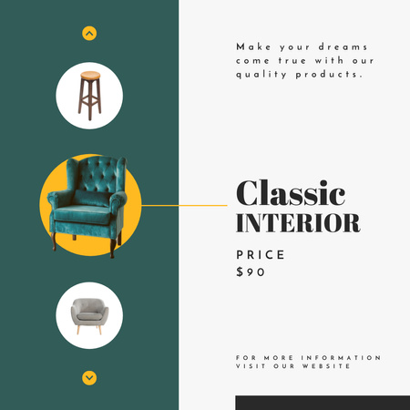 Plantilla de diseño de Anuncio clásico de muebles para el hogar Instagram 