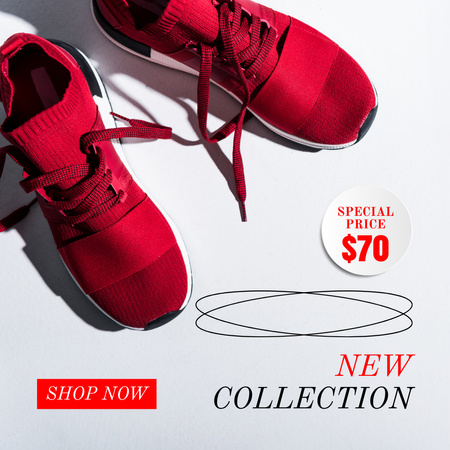 Modèle de visuel Discount on New Collection of Sports Shoes - Instagram