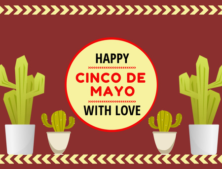 Traditional Cinco de Mayo Congrats With Love And Cacti Postcard 4.2x5.5in Design Template