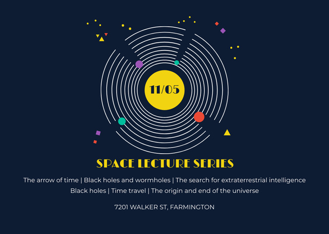 Space Event Announcement with Space Objects System Flyer A6 Horizontal Design Template