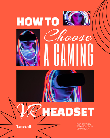 Gaming Gear Ad with Woman in Neon Lights Poster 16x20in Design Template