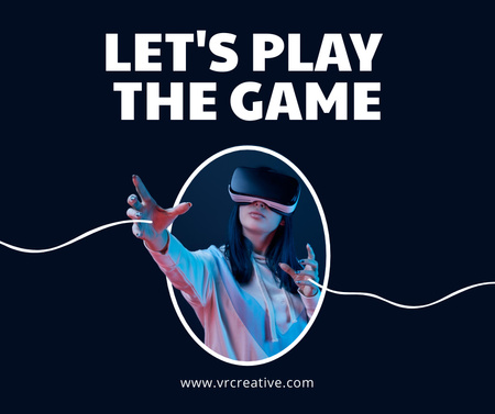 Platilla de diseño Game Ad with Woman in Virtual Reality Glasses Facebook