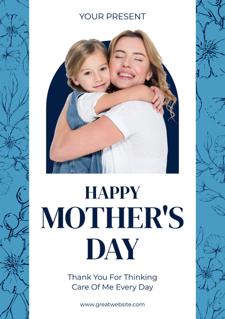 Happy hugging Mom and Daughter on Mother's Day Poster – шаблон для дизайна