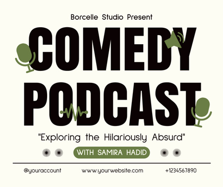 Ontwerpsjabloon van Facebook van Minimalistische promo voor comedy-podcast