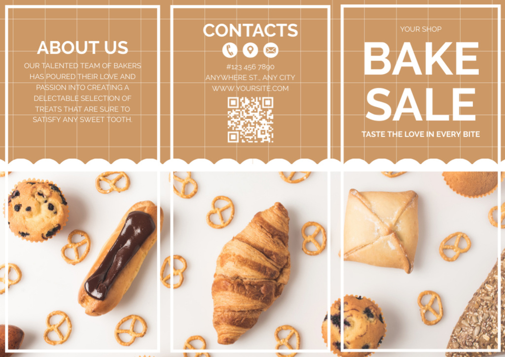 Bake Sale Information on Beige Brochure Šablona návrhu
