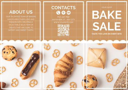 Bake Sale Information on Beige Brochure Design Template