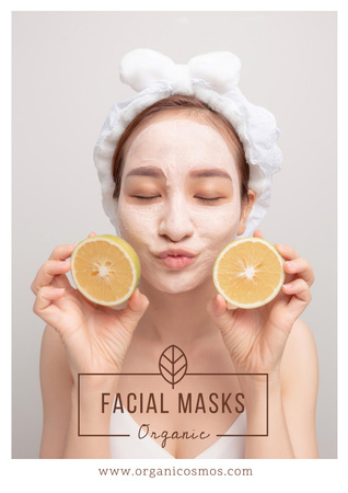 Ontwerpsjabloon van Poster van Biologische gezichtsmaskers advertentie