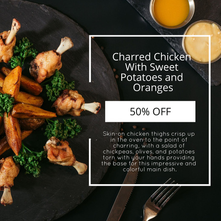 Offer Discount on Appetizing Chicken Dish Instagram Design Template