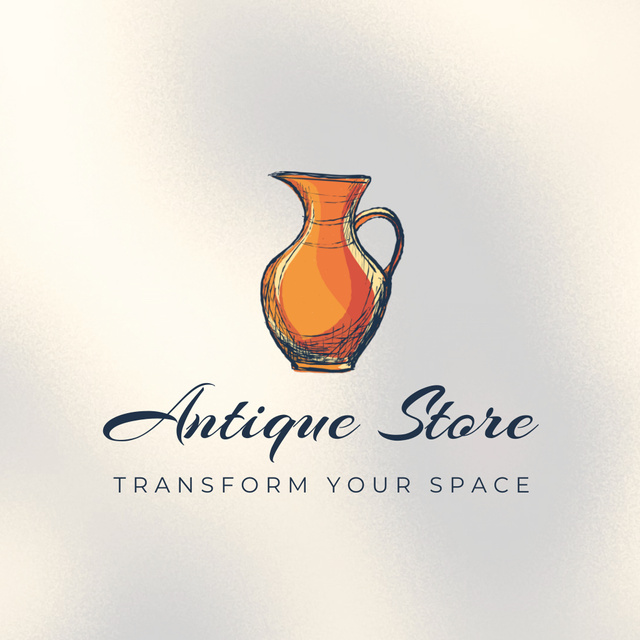 Ontwerpsjabloon van Animated Logo van Reputable Antique Store With Jug Ad