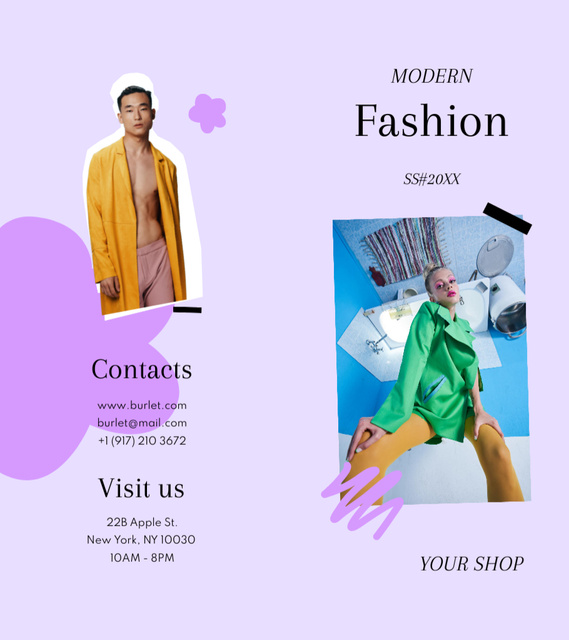 Modern Fashion Guide Offer Brochure 9x8in Bi-fold Modelo de Design