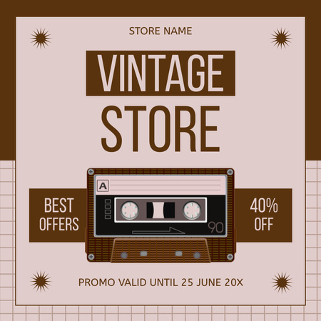 Rare Cassette And Items With Discounts Promo Instagram AD Design Template