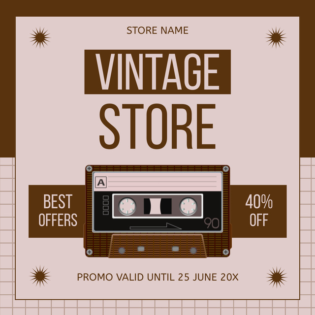 Rare Cassette And Items With Discounts Promo Instagram AD – шаблон для дизайну
