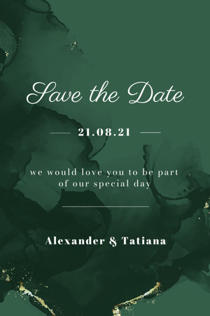 Ανακοίνωση για την Ημέρα του Γάμου για την Πράσινη Υφή Postcard 4x6in Vertical Πρότυπο σχεδίασης