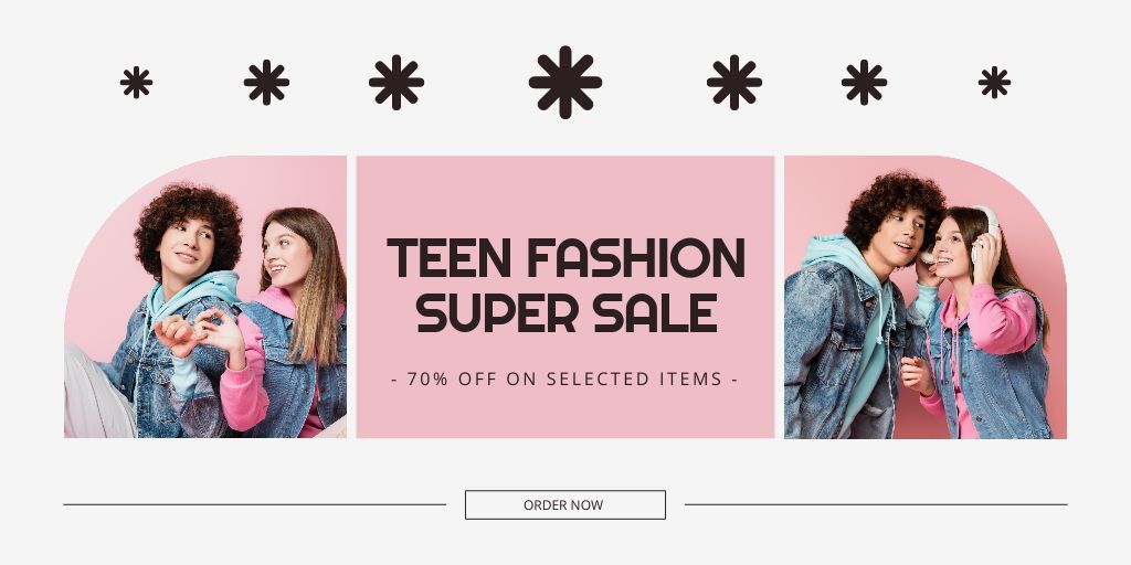 Teen Fashion Super Sale Offer Twitter Design Template