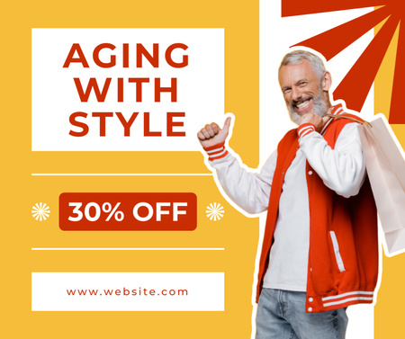 Ad of Casual Clothes For Elderly With Discount Facebook Design Template