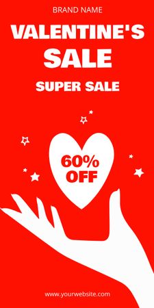 Valentine's Day Super Sale Announcement on Red Graphic Design Template
