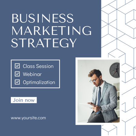Szablon projektu Sesja seminarium internetowego na temat strategii marketingu biznesowego LinkedIn post