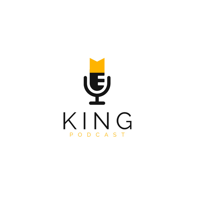 King Podcast With Mic Logo Design Template