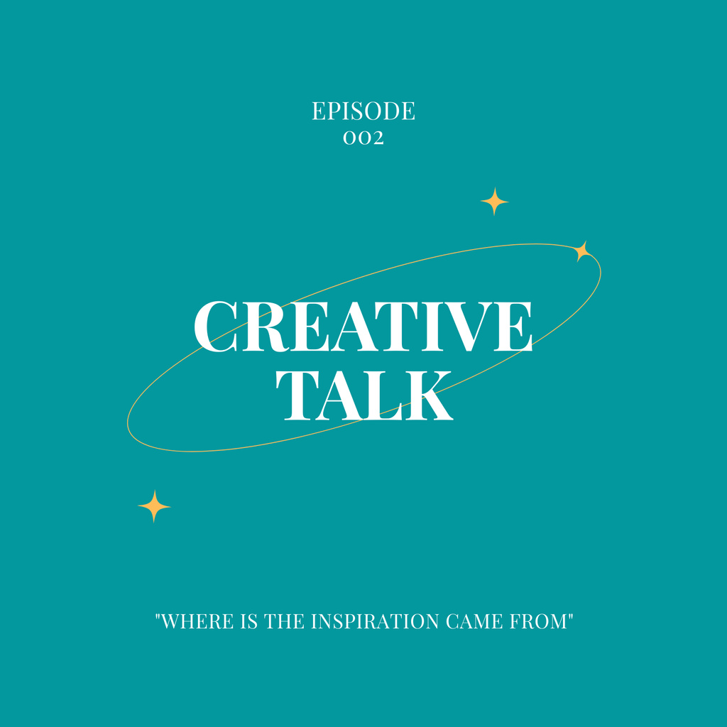 Podcast Episode Announcement with Creative Talk Podcast Coverデザインテンプレート