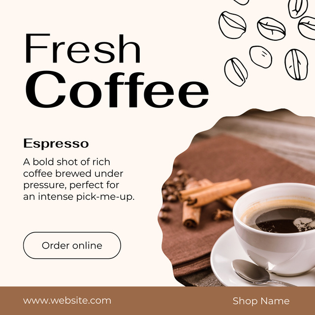 Ontwerpsjabloon van Instagram van Bold Espresso Order Online Offer