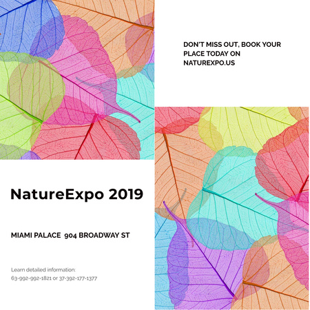 Template di design natura expo annuncio con foglie colorate Instagram AD