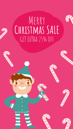 Christmas Sale Announcement with Elf Instagram Story Design Template