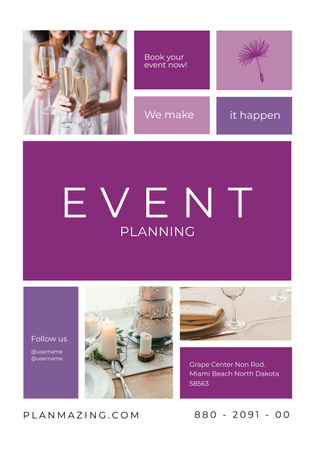Event Planning Service Announcement Poster 28x40in Design Template