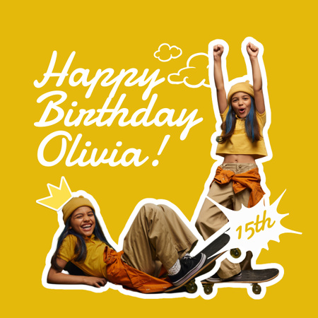 Platilla de diseño Happy Birthday Cheerful Girl LinkedIn post