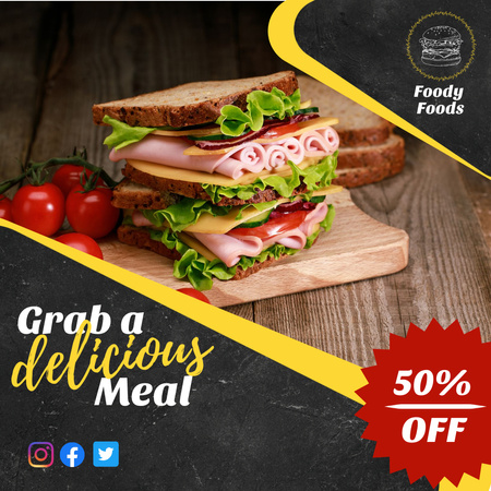 Tasty Meal Offer with Sandwiches Instagram Design Template