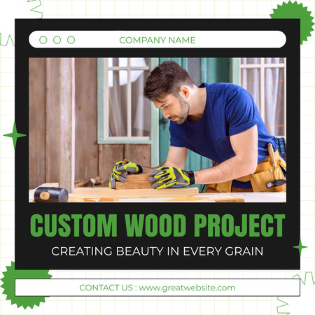 Oferta de serviço de carpinteiro experiente e projetos personalizados Instagram AD Modelo de Design