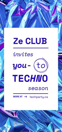 Techno Party Announcement Flyer DIN Large Design Template