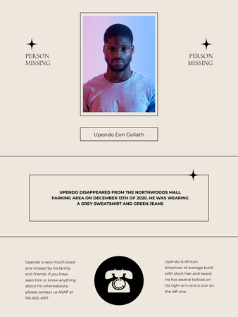 Announcement of Missing Man Poster US Design Template