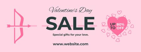 Romantic Valentine's Day Sale Offer With Arrow And Hearts Facebook cover Design Template
