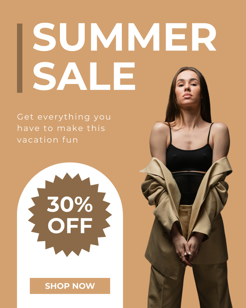 Designvorlage Summer Fashion Clothing Sale für Instagram Post Vertical