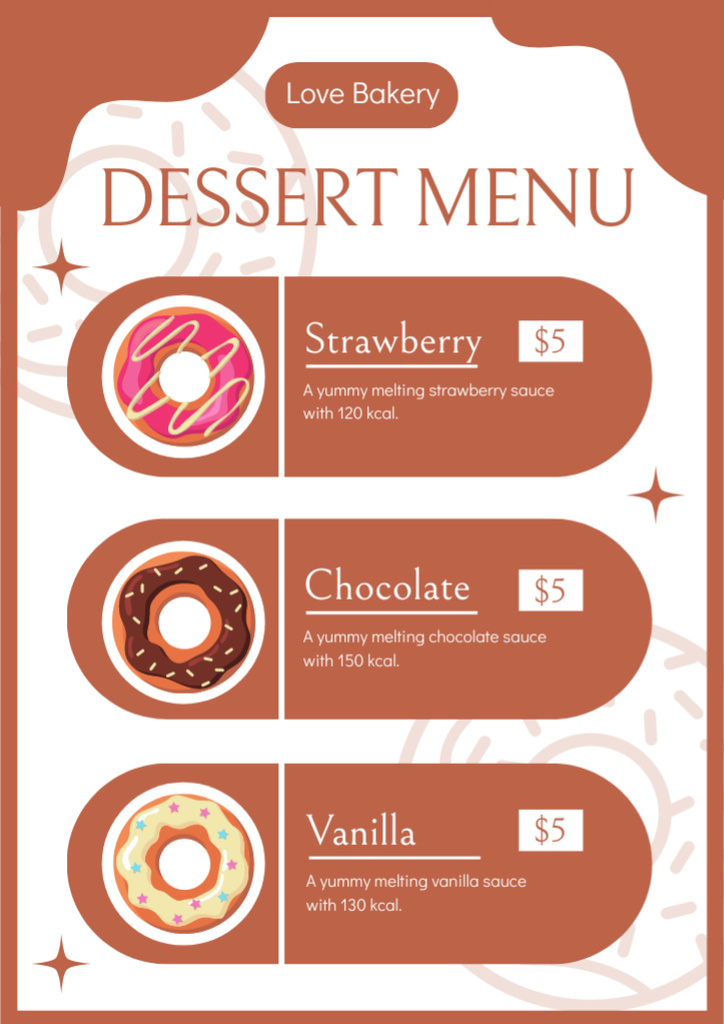 Assortment of Donuts on Brown Menuデザインテンプレート