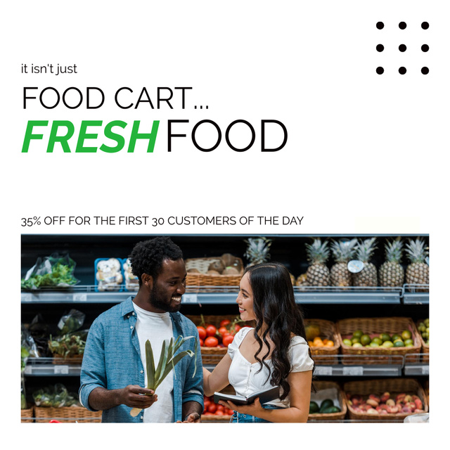 Designvorlage People choosing Food in Supermarket für Instagram